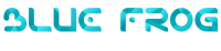 Logo Blue Frog Robotics with white tagline