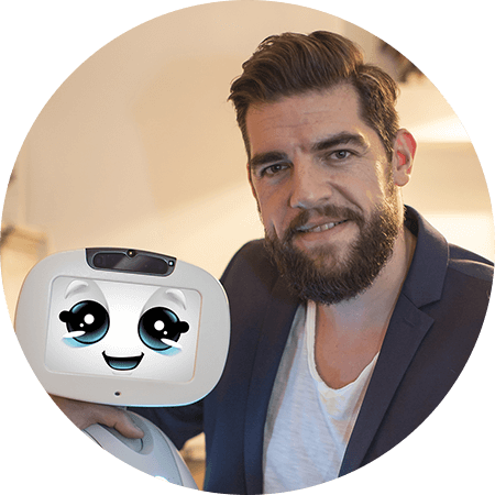 Rodolphe Hasselvander and Buddy by Blue Frog Robotics